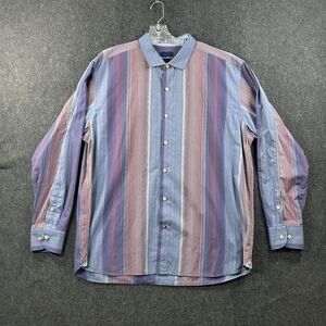 Tommy Bahama Shirt Men's XXL Pastel Vertical Striped Button Down Beach